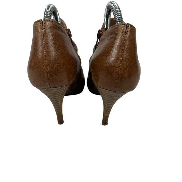 Aldo Brown Leather Ankle Booties Size 8 With Side Zipper & Cone Heel - Picture 4 of 11